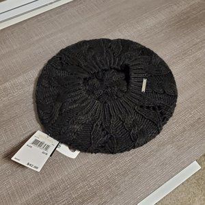 Michael Kors Pointelle Cable-Knit Beret Black